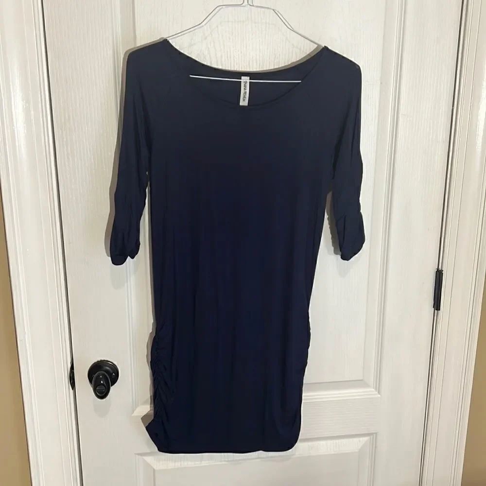 New Zenana Navy Ruched Dress or Tunic Top